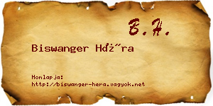 Biswanger Héra névjegykártya